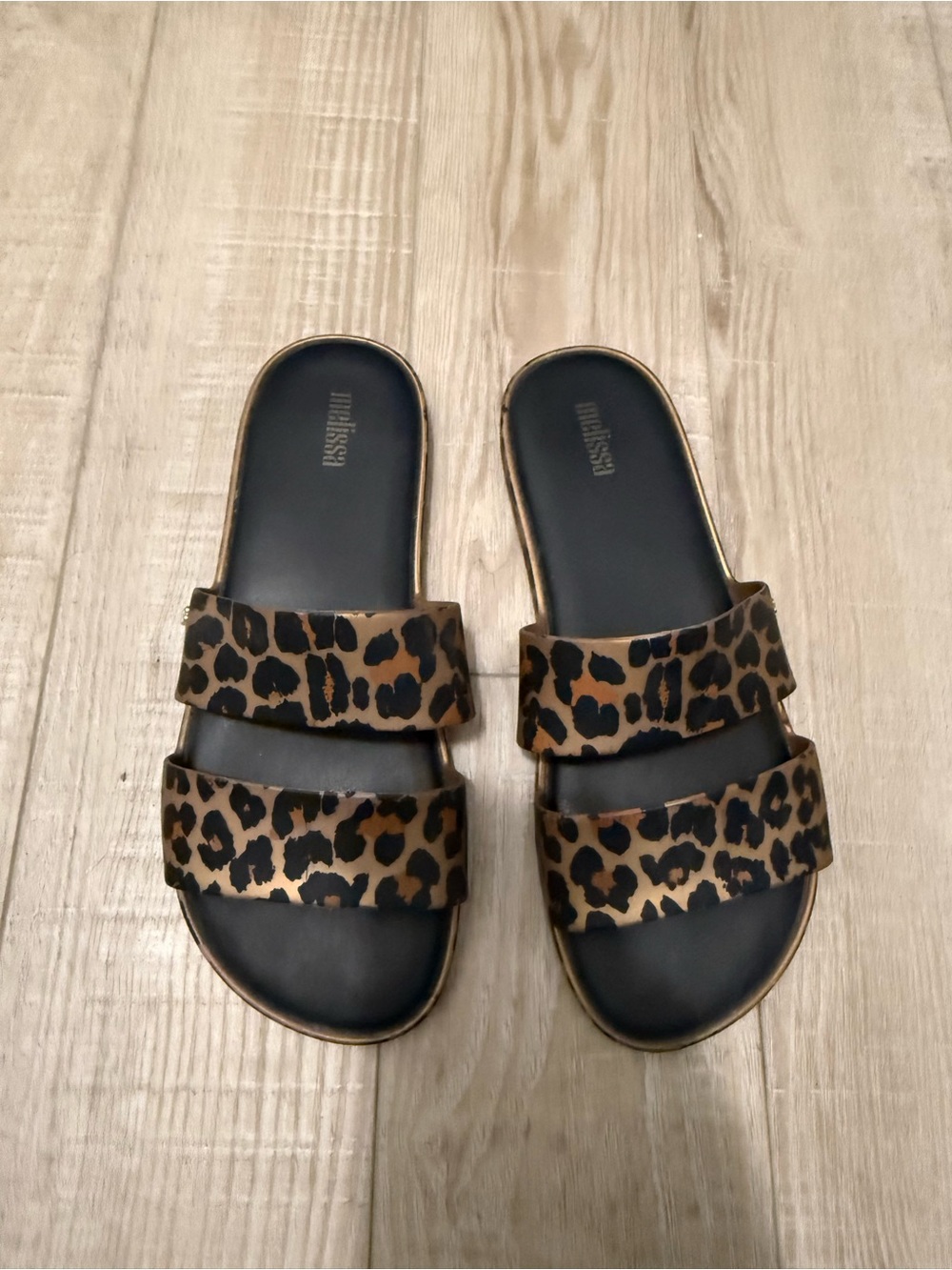 Melissa Leopard Print Double-Strap Slide Sandals - Black/Brown